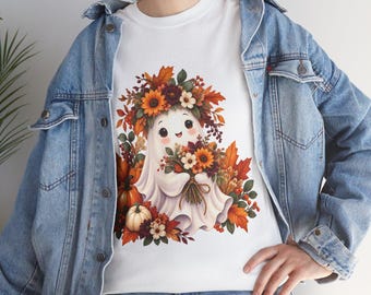 Camiseta con diseño de ramo de fantasmas en acuarela: diseño espeluznante de otoño para Halloween.
