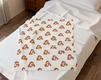 Autumn Ghost Bouquet Blanket, Spooky Fall Decor, Holiday Gift Wrap