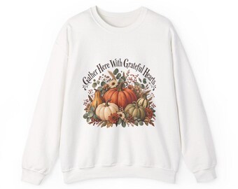Sudadera minimalista con motivos botánicos, decoración para el Día de Acción de Gracias, regalo para reuniones familiares.