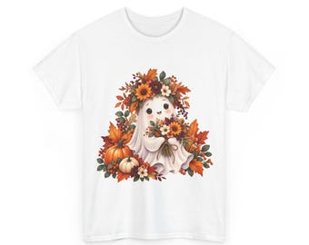Watercolor Ghost Bouquet Tee: Spooky Autumn Halloween Design