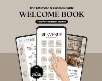 Modello di libro di benvenuto Airbnb, guida modificabile per case vacanza, libro di benvenuto digitale VRBO, libro degli ospiti per dispositivi mobili e stampabili, modello Superhost