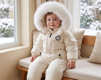 Tuta invernale da neve per neonati, tutina con cappuccio, tuta imbottita, abbigliamento per neonati, abbigliamento per bambini, tuta da sci calda con imbottitura, tuta in pile, passeggino con cerniera, freddo