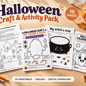 Halloween Activity Book for Kids | Printable Crafts, Coloring Pages, Worksheets & Spooky Story | PDF Download