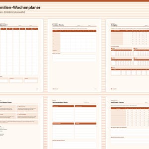 Printable family weekly planner, family planner with weekly overview & chores, PDF A4 A5 image 3