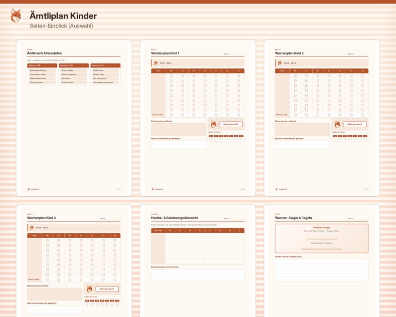 Printbare takenlijst voor kinderen, takenplan en beloningskaart voor 1-3 kinderen, PDF A4 A5 afbeelding 3