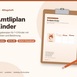 Printbare takenlijst voor kinderen, takenplan en beloningskaart voor 1-3 kinderen, PDF A4 A5 afbeelding 1