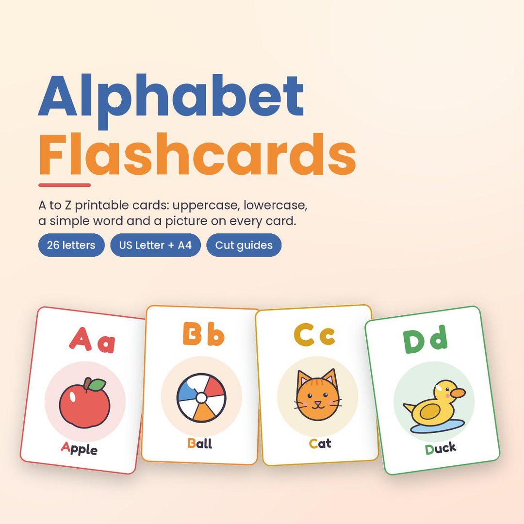 Alphabet Flashcards Printable, ABC Flash Cards PDF With Uppercase ...
