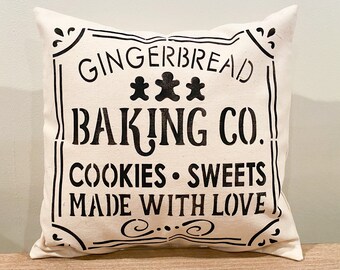 Farmhouse Gingerbread cookies Christmas pillow