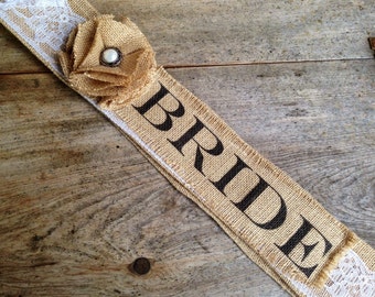 Burlap Bridal/Bachelorette Sash