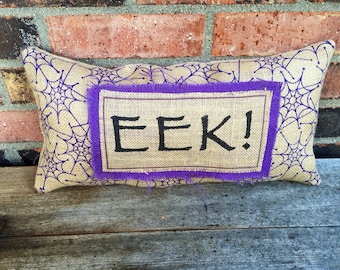 Burlap Halloween EEK Pillow