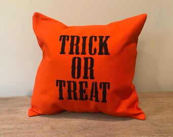 Trick or treat orange Halloween Pillow