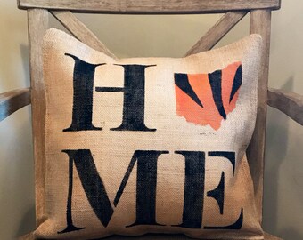 Burlap Cincinnati Bengals home Pillow