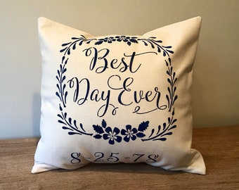 Best Day Ever Wedding Gift/Farmhouse/Burlap Wedding/Baby Pillow