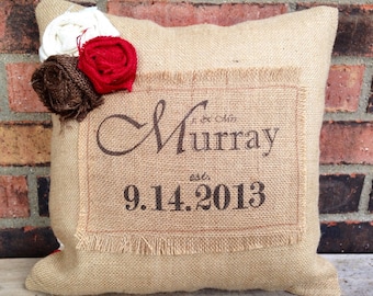 Custom Burlap Wedding Pillow