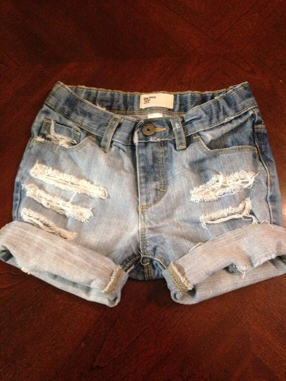 Baby girl distressed cuffed jean shorts baby jean shorts Etsy