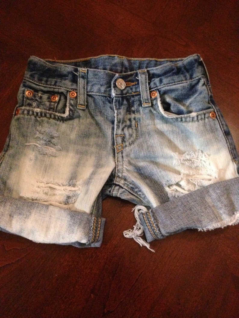Baby girl distressed cuffed jean shorts baby jean shorts Etsy