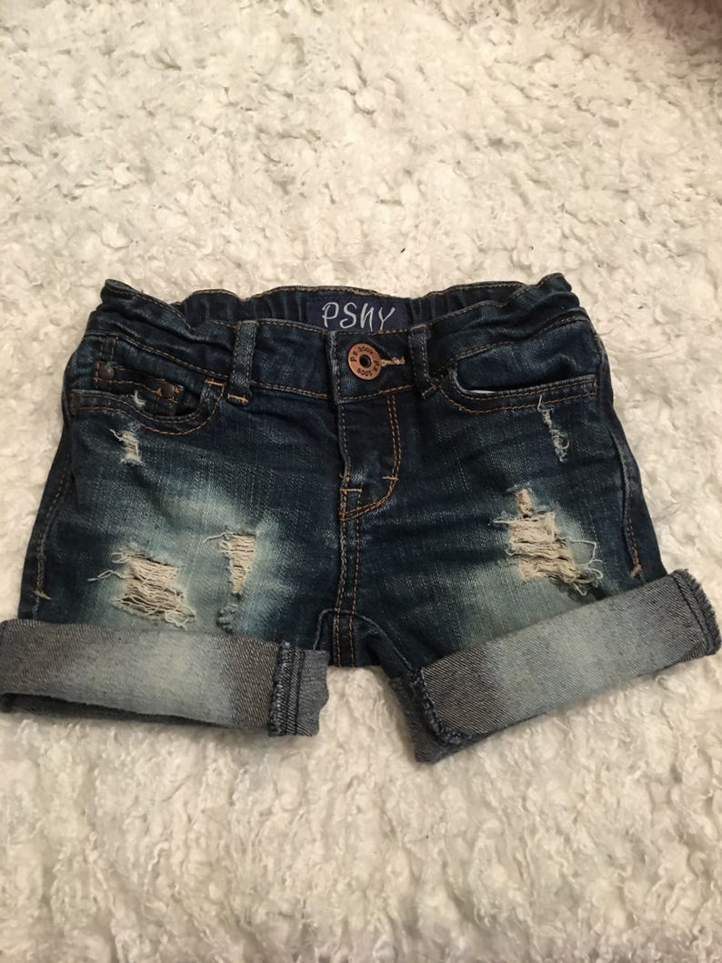 Baby girl distressed cuffed jean shorts baby jean shorts Etsy