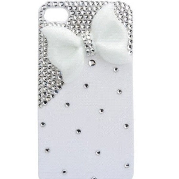 White crystal iPhone 4, iphone 4s case with big white bow