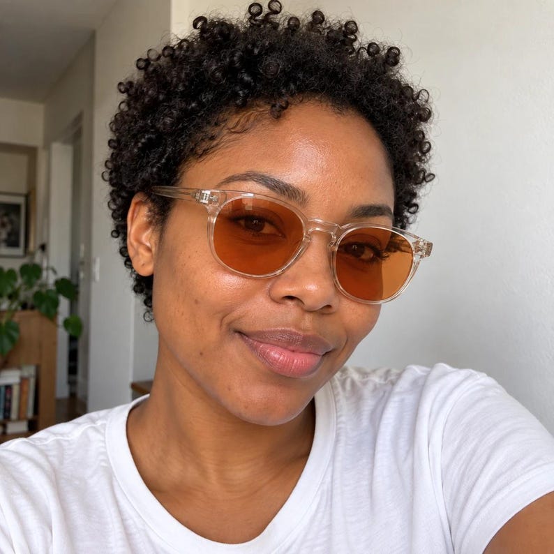 Amber Blue Light Blocking Glasses, Classic Panto, Crystal Clear — Cove ...