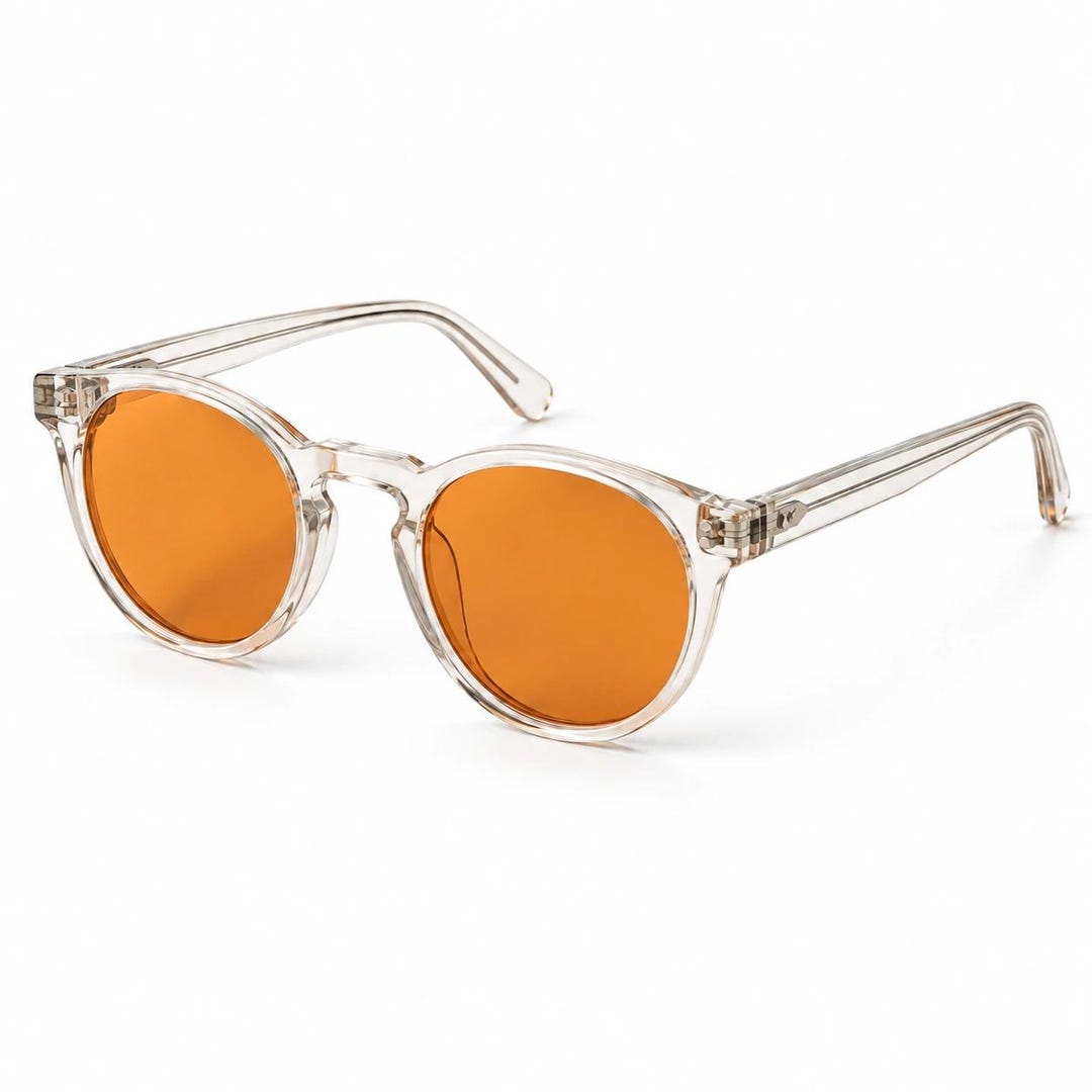 Amber Blue Light Blocking Glasses, Classic Panto, Crystal Clear — Cove ...