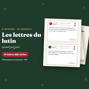 Brev från den busiga alven att skriva ut på franska | 24 färdigskrivna brev, ett per dag | Julalven Quebec | PDF