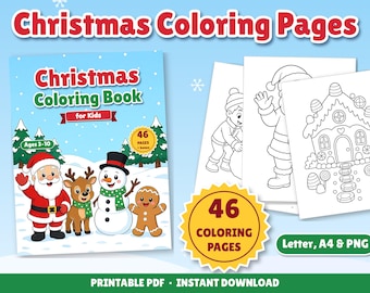 Christmas Coloring Book for Kids, 46 Pages + 13 Activities