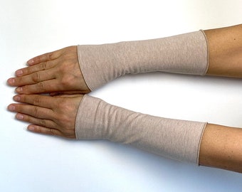 Poignets beige mélange poignets poignets poignets chauffe-mains jersey de coton 20 cm