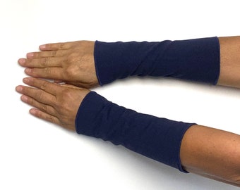 Stulpen in Wunschfarben gefüttert Armstulpen Handstulpen WendeStulpen Handschmuck Baumwoll-Jersey dunkelblau