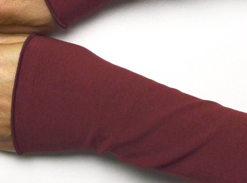 Menottes rouge bordeaux manchettes manchettes manchettes chauffe-mains jersey de coton 20 cm image 2
