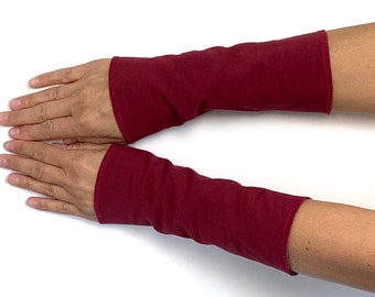 Cuffs in desired colors lined arm warmers hand warmers reversible cuffs hand jewelry cotton jersey wine red