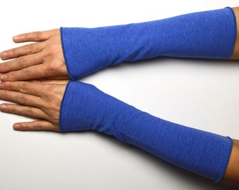 Cuffs jeans blue melange hand cuffs arm cuffs hand warmers cotton jersey 25 cm summer cuffs long