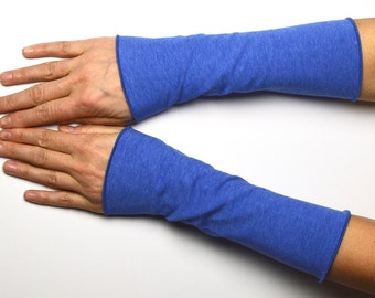 Poignets d'été jersey de coton bleu denim chiné 20 cm
