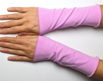 Cuffs pink hand warmers arm warmers hand warmers cotton jersey 20 cm