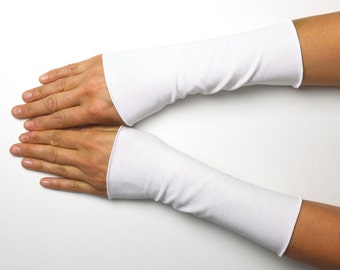 Cuffs white hand warmers arm warmers hand warmers cotton jersey 20 cm