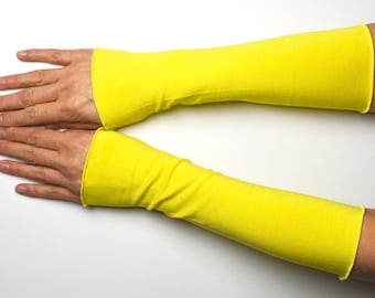 Cuffs yellow hand warmers arm warmers hand warmers cotton jersey 25 cm summer cuffs long