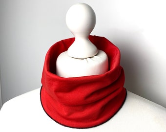 Neck sock reversible loop scarf cotton jersey two-tone red and desired color neck jewelry scarf neck warmer