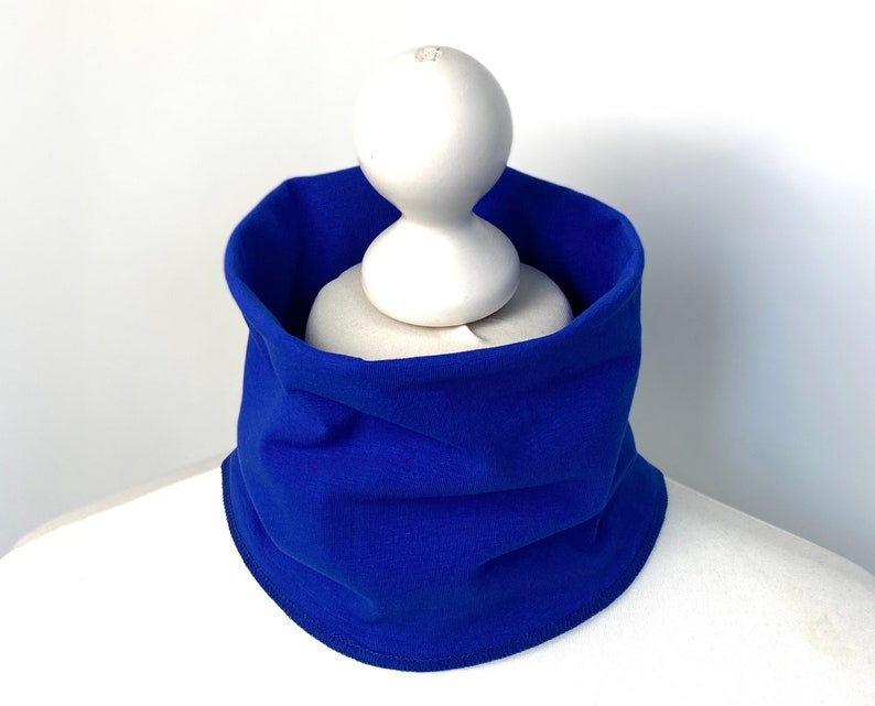 Neck warmer nose-mouth scarf loop cloth cotton jersey royal blue blue floral neckscarf scarf neck sock