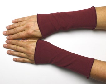 Menottes rouge bordeaux manchettes manchettes manchettes chauffe-mains jersey de coton 20 cm