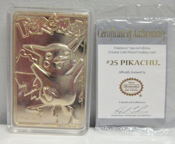 Pikachu 23 Karat Gold Plated Collector Card With Coa Pokemon Card