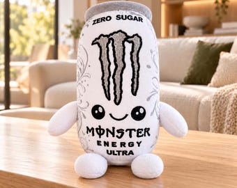 Peluche Monster Energy, peluche a forma di lattina Kawaii, peluche da collezione carino, regalo per giocatori, decorazione per scrivania, 22 cm