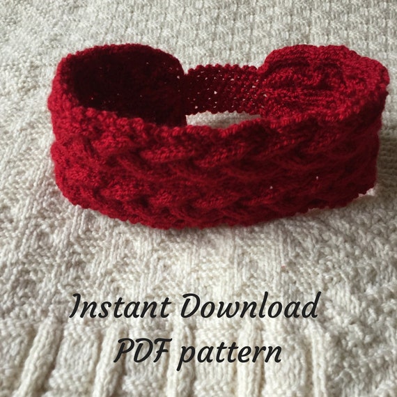 Knitting pattern for winter headband, plait effect headband pattern, PDF cable knitting pattern headband, instant download