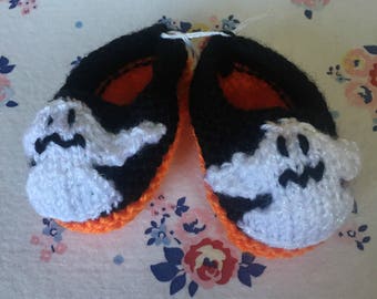 Baby Ghost Shoes, Halloween ghost shoes, baby slip on shoes, black and orange shoes, ghost shoes, baby halloween shoes, halloween costume