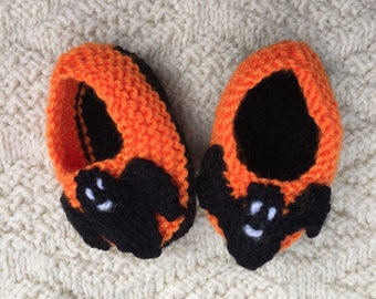 Baby Halloween Shoes, Baby Bat Shoes, slip on shoes, orange baby shoes, vampire bat shoes, halloween costume, babies first halloween,