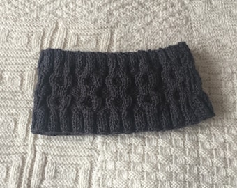 Cable knit headband, runners ear warmer, hand knitted headband, messy bun hat, walkers headband, ladies headband, mens headband