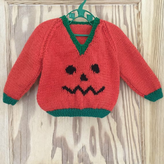 Baby Pumpkin Sweater, pumpkin baby, V neck sweater, pumpkin jumper, hand knitted pumpkin sweater, halloween sweater, thanksgiving sweater