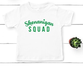 Shenanigan Squad Tee, St. Patrick's Day Toddler shirt, Kids St. Patty's Day T-shirt, Lucky shirt, Irish Kids, Shamrock shirt