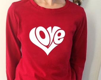 Love Heart Girls Shirt, Retro Love Heart Tee, Girls Valentine's Day Shirt, All you need is Love, Girls Love Shirt