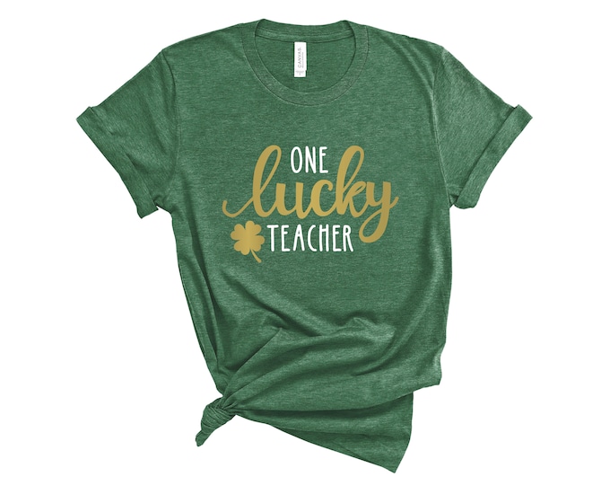 One Lucky Teacher Tee, St. Patrick's Day Shirt, Teacher Shamrock Graphic Tee, St. Paddy's Day T-shirt