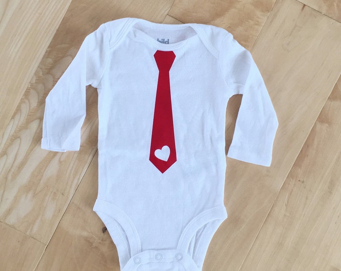Heart Tie Baby Bodysuit, Baby boy Valentine's Day Shirt, My first Valentine's Day, Baby Tie Bodysuit, Little Man