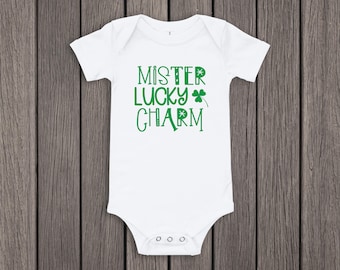 Mister Lucky Charm Bodysuit, St. Patricks Day outfit, Mama's Lucky Charm, First St. Patty's Day, Lucky Baby